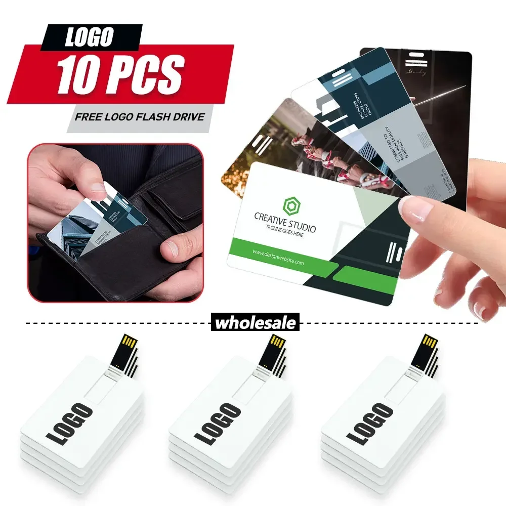 

10PCS Customized Company LOGO Coloful Photo Credit Card USB Flash Drive Pendrive 8GB 16GB 32GB 64GB Pen Drive Memory Stick