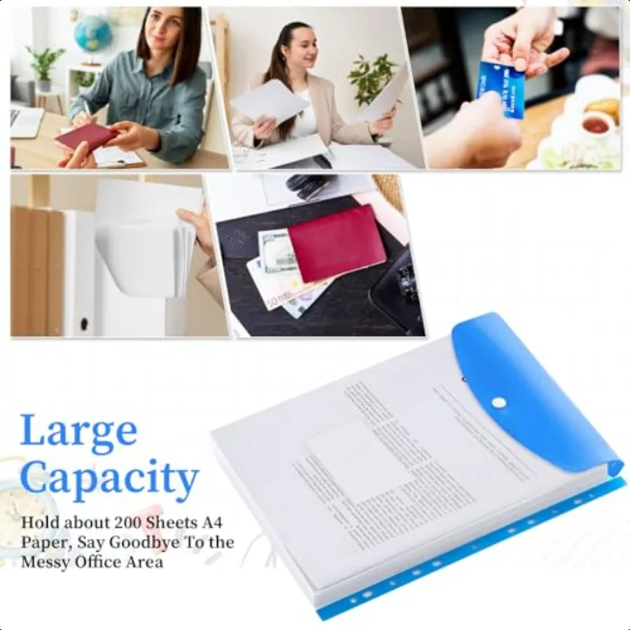 18 bolsos da pasta do bloco para 2 3 4 anel pasta de documentos bolso organizador pastas 11 furos pastas de pasta expansíveis com etiqueta en