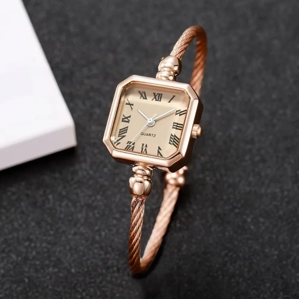 Open-Ended Bracelet Bracelet Watch Compact Size Miniature Design Quartz Watch Analog Display Digital Square Dial Dress Watch
