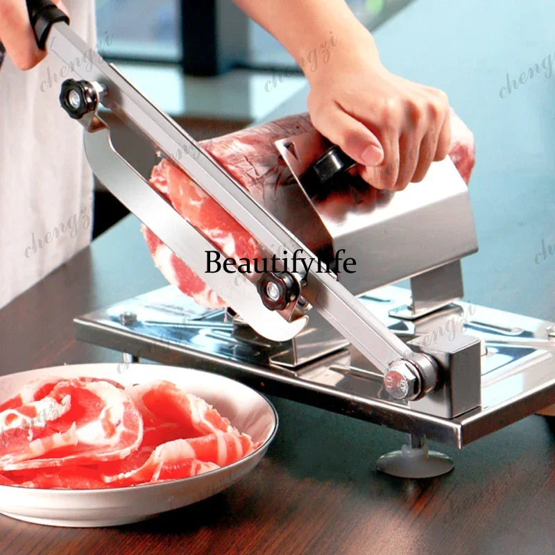 Automatic Planing Feed Meat Lamb Slicer Manual Beef Meatloaf Meat Cutting Machine Vegetable Mutton Rolls Grinder Slicing Cutter