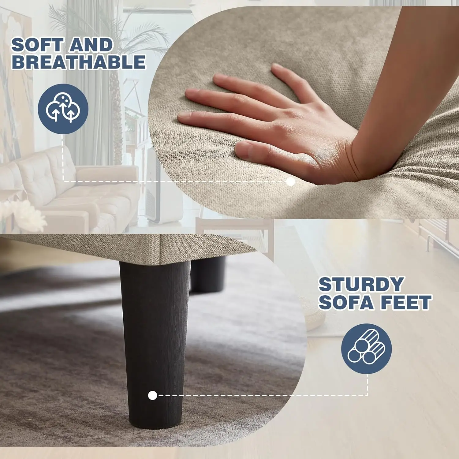 أريكة قابلة للتحويل على شكل حرف L مقاس 79 بوصة، 3 مقاعد مع كرسي تخزين وجيب، أريكة عصرية قابلة للعكس من قماش الكتان لغرفة المعيشة، Apar