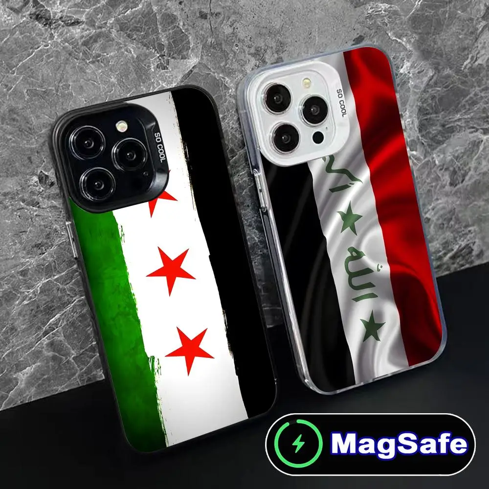 

Чехол для мобильного телефона с флагом Сирии для iPhone 16, 15, 14, 13, 12, 11 Pro Max Plus, полупрозрачный цветной чехол MagSafe, роскошный красивый чехол