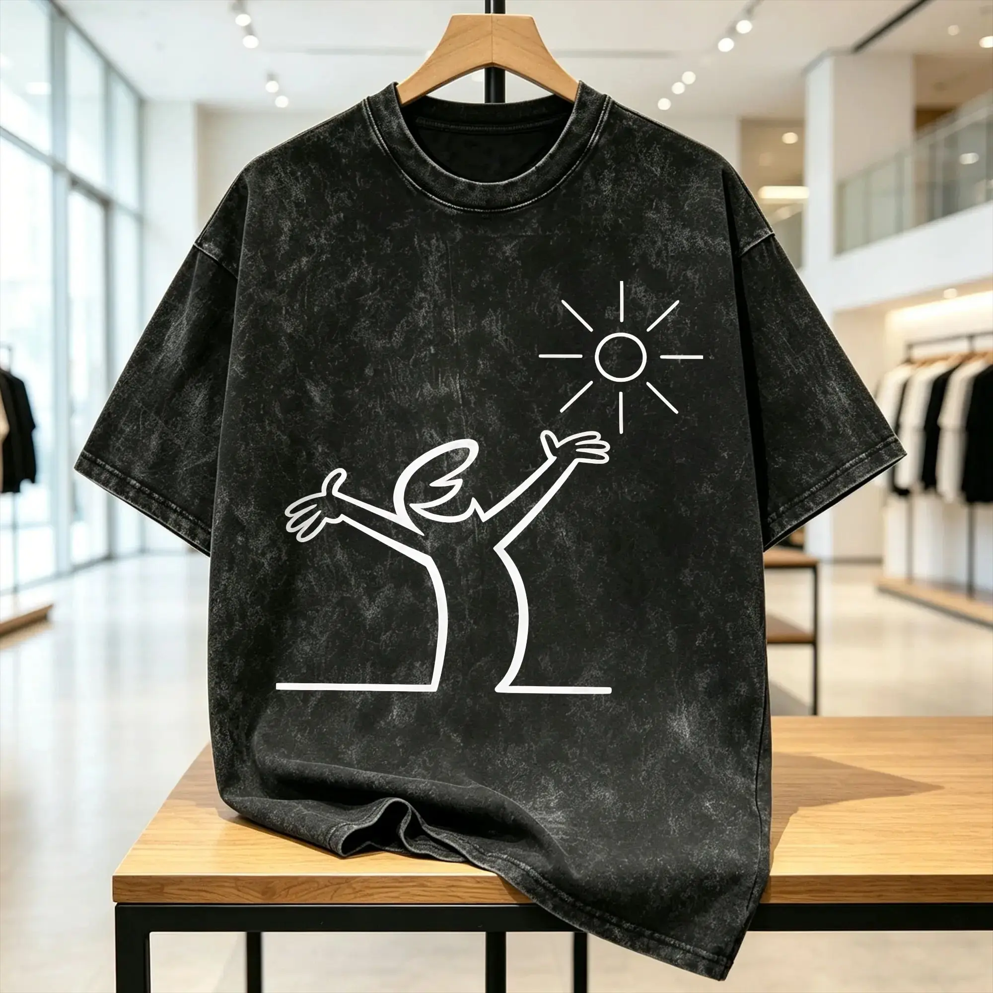 La Lineas Men's T Shirt Washed  Vintage Tees Short Sleeve O Neck T-Shirts 100% Cotton Birthday Present Clothing