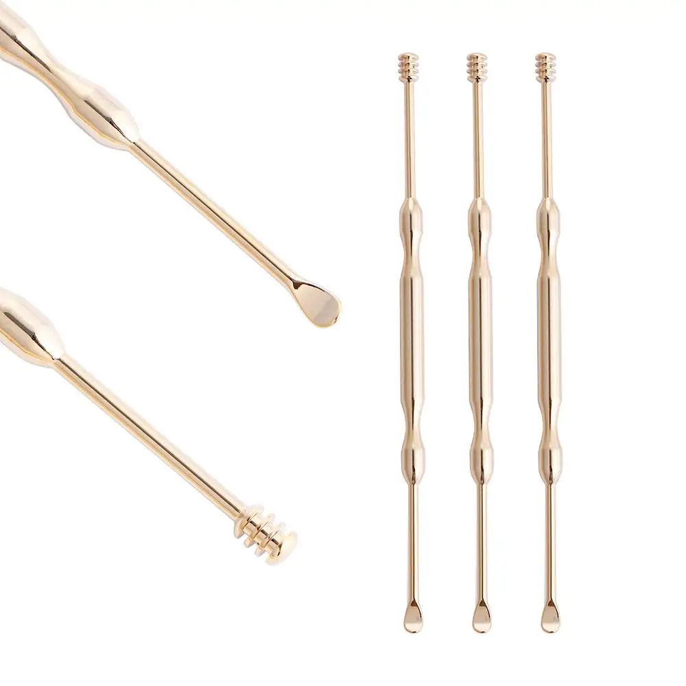 

Golden Portable Ear Care Double-ended Ear Picks Curette For Adult Ear Cleaner Earwax Removal Tool Ear Wax Pick Ears Dig Scoop