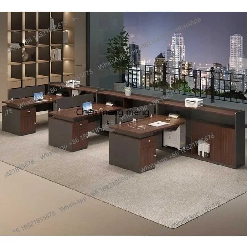 Office desk and chair combination simple modern financial table 2/4/6 staff space office card seat screen partition