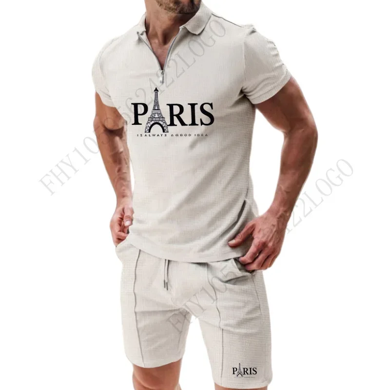 

Summer new T-shirt and shirt casual sportswear, men's running and fitness suits, short-sleeved quick-drying two-piece large-size