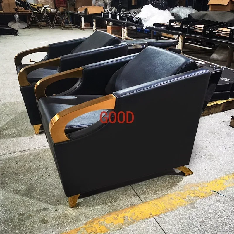 Barber shop seated shampoo bed semi-reclining ceramic basin hairdressing