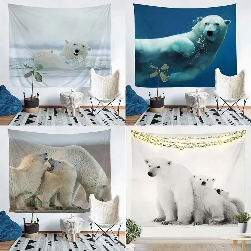 Polar Bear Pattern Background Cloth Office Living Room Tapestry Home Wall Decoration Tapestry