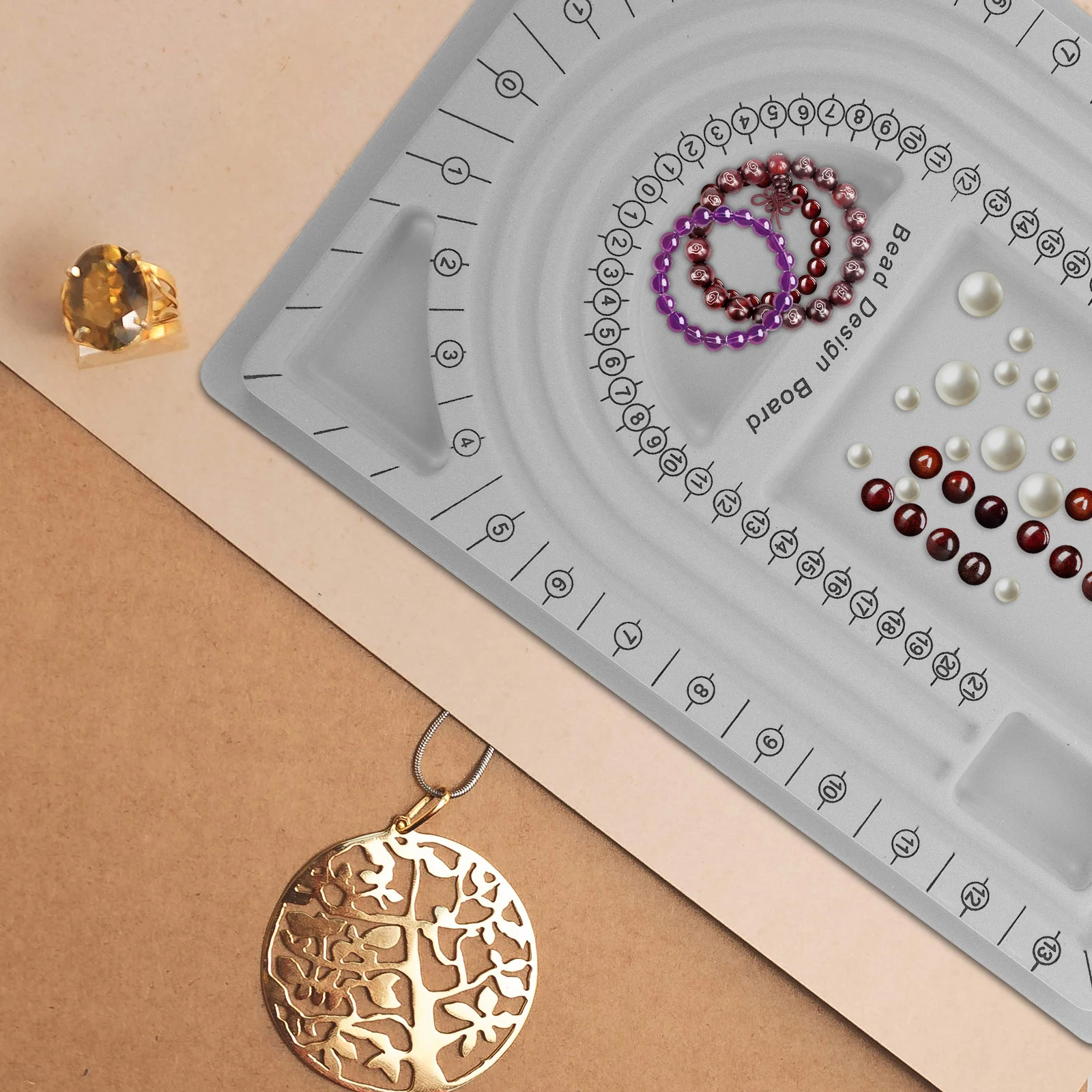 

2pcs Beading Tray Jewelry Making Board Diy Design Tool Necklace Bracelet Craft Bead Organizer Bead Measuring Tool Beading