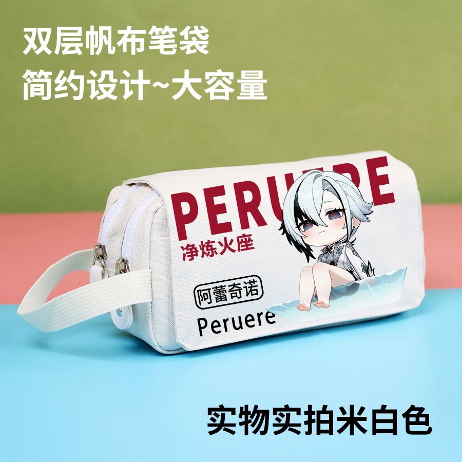 Anime GS Impact Game Cos Arlecchino The Knave 2025 Unisex 3 Layers of Large Capacity Storage Pencil Case Birthday Gift