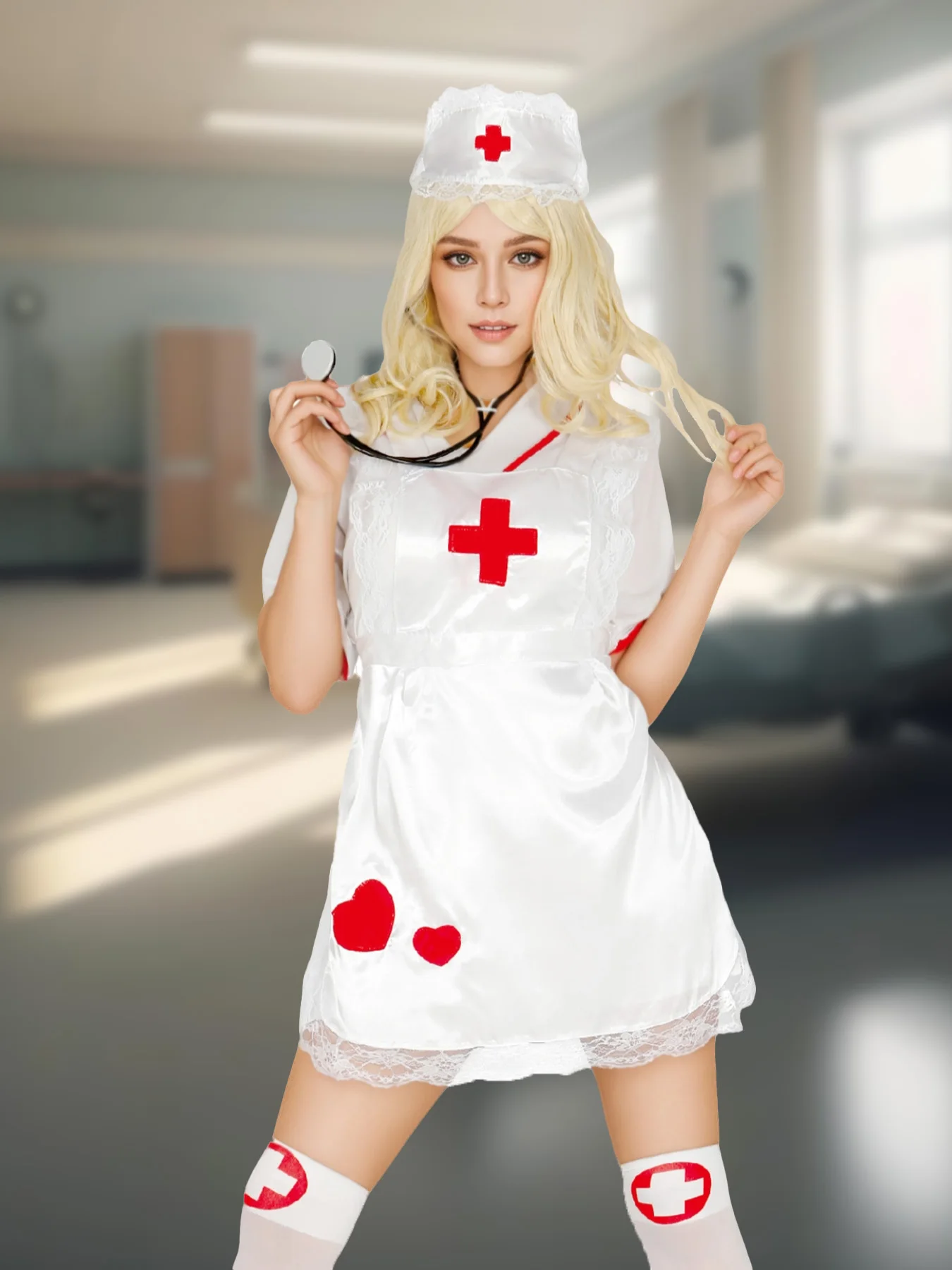Sexy Nurse Doctor Prop Cosplay Party Costume Halloween Outfit Role Play Special Clothing Stage Performance Costume
