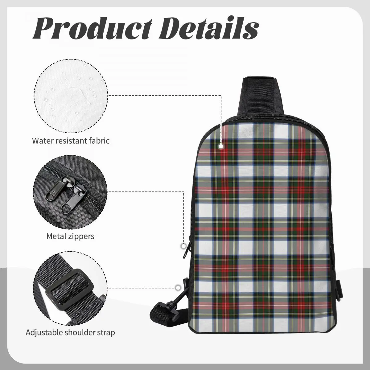 

Clan Stewart Dress Tartan Plaid Pattern Chest Bag Men Sling Crossbody Backpack Chest Bag Traveling Hiking Daypack Shoulder Bag