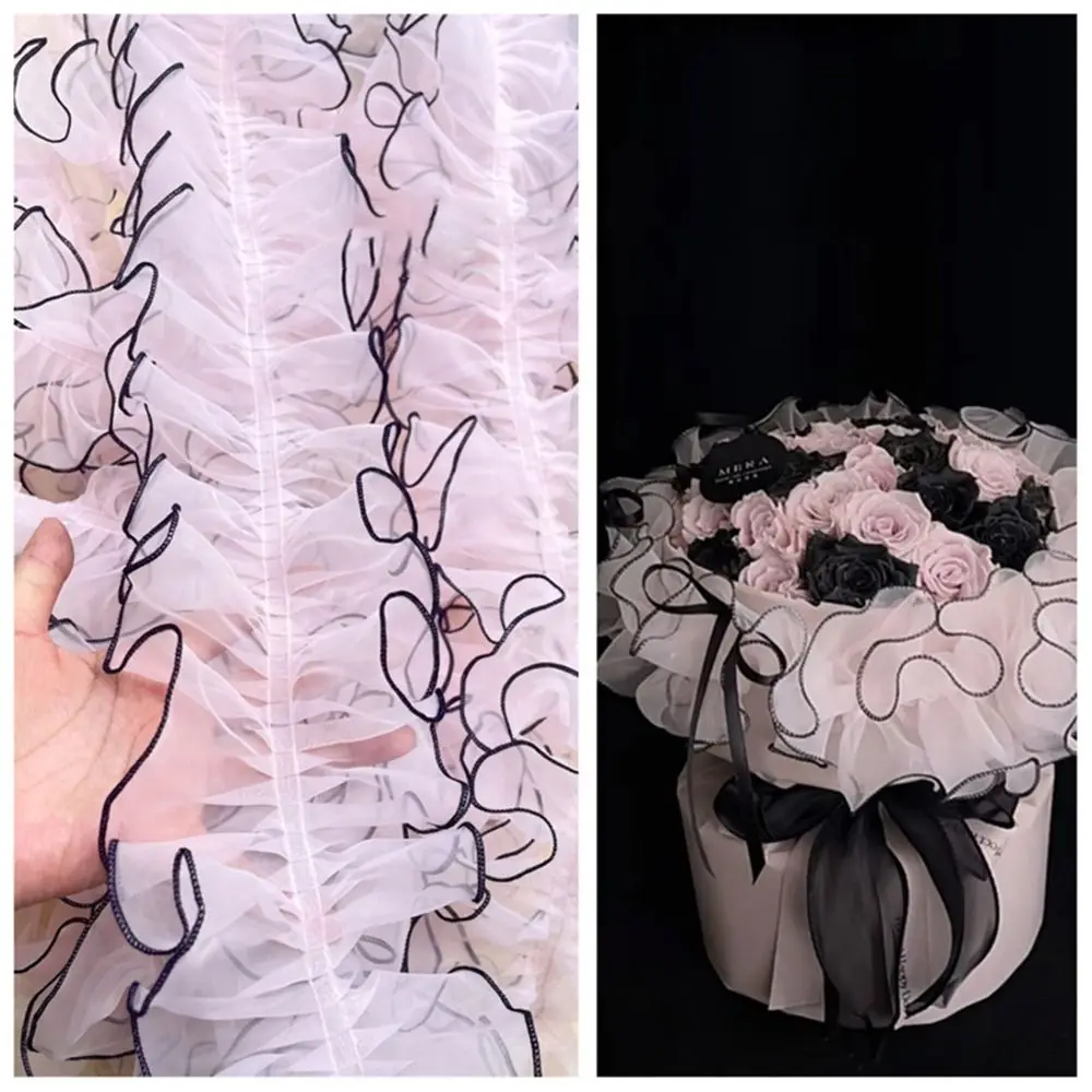 1 Yard Organza Lace 11CM Wide Thickened Pleats Wedding Dress Accessories Multicolor 3D Pleated Lolita Clothing Lace Accessories