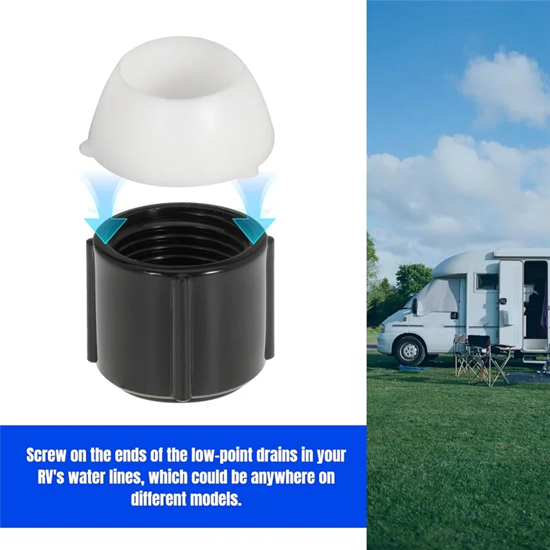 Low Point Drain Caps And Seals(4 Set) For Rvs, Campers Trailers 1/2 Inch For RV Hot And Cold Water Line 1/2"