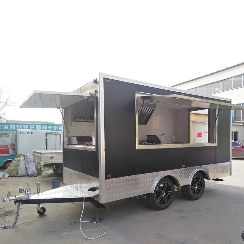 Outdoor Mobile Square Food Trailer Street Mobile Food Cart  Mobile Food Truck for Sale Pizza Customized