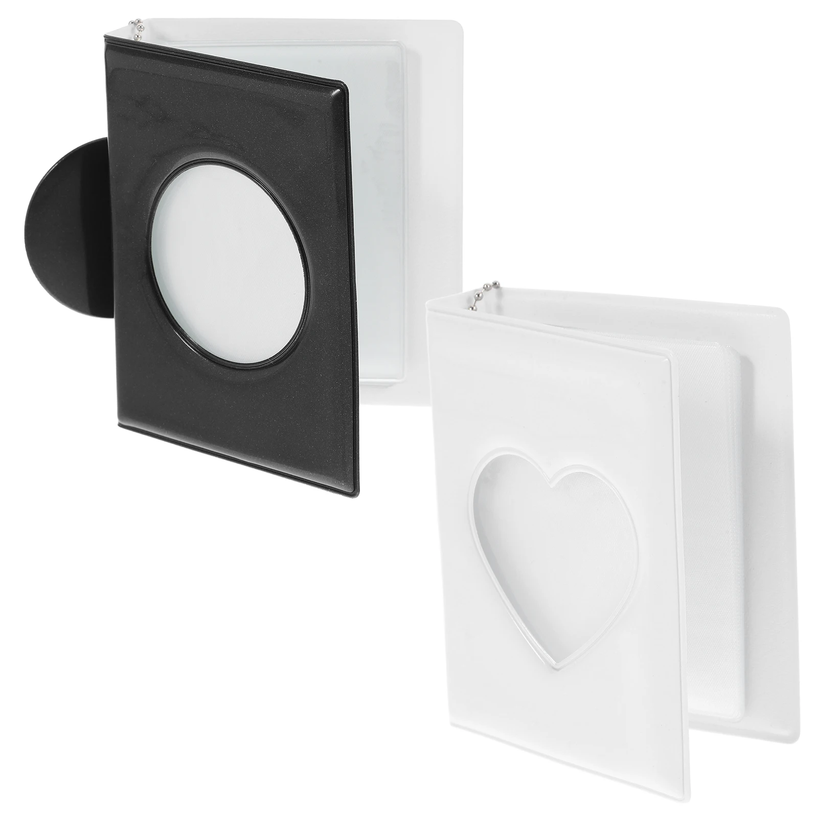 

2Pcs Photocard Book Mini Card Binder Heart Round Hollow Photo Album Portable Photocard Holder Collection Game Card Storage