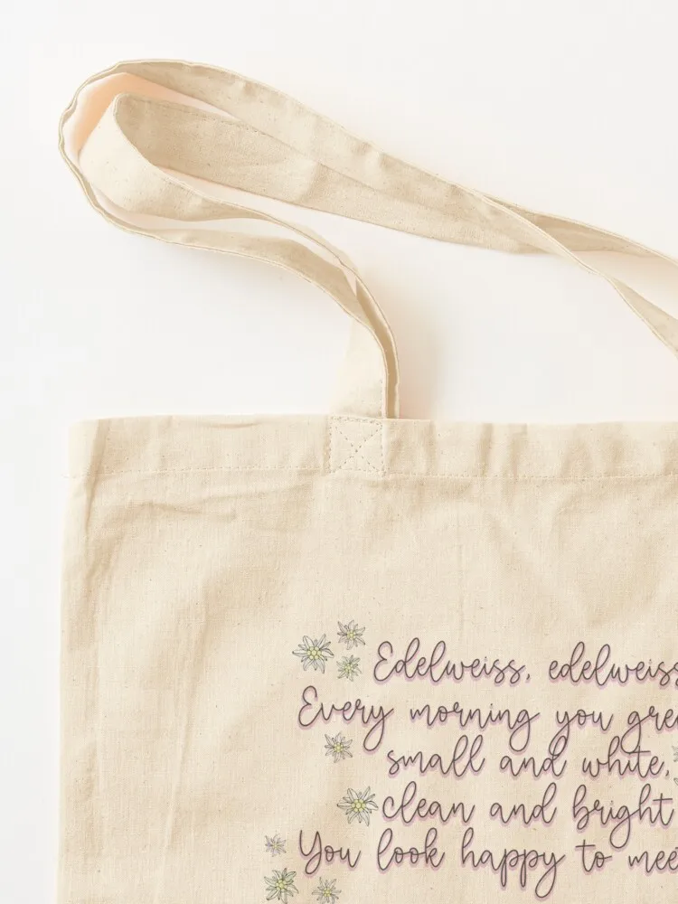 Sound of Music Edelweiss Lyrics Tote Bag cute tote bag custom tote bag foldable reusable Beach