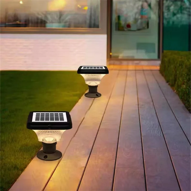 PLLY Outdoor Solar Post Lamp Modern Creative LED Courtyard Waterproof Column Light for Garden Balcony Villa Porch Decor