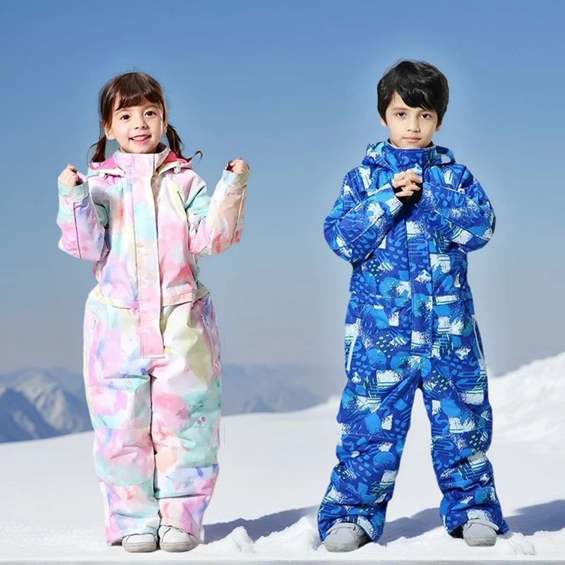 

New Children's One-piece Ski Suits Boys Winter Snowboard Casual Loose Sports Ski Top Girls Warm Breathable Waterproof Snow Suit