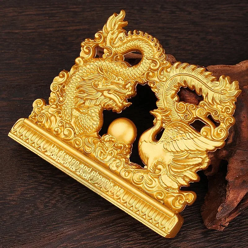 Creative Desktop Decoration Alloy Sculpture Dragon And Phoenix Long Feng Xiang Home Office Artisanal Crafts Gift For Moving