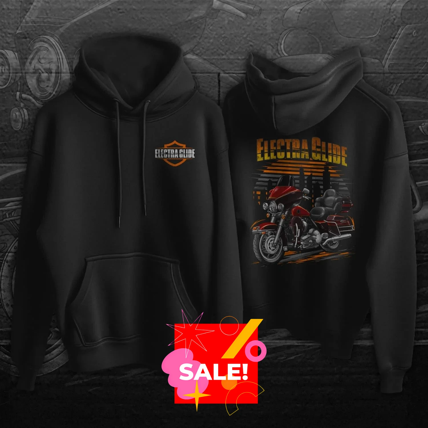 

Ретро модели 89-95 H-D FLHTCU/I Electra Glide ультра классический мотоциклетный пуловер с капюшоном из 100% хлопка повседневные мужские толстовки для гонщиков