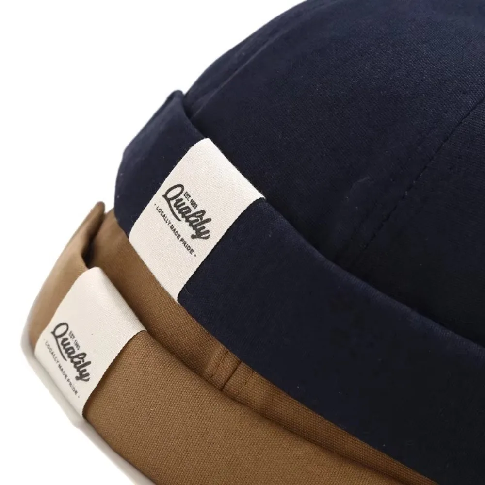 Casual Adjustable Docker Cap Brimless Hip Hop Sun Hat Solid Color Melon Skin Hat Spring and Summer