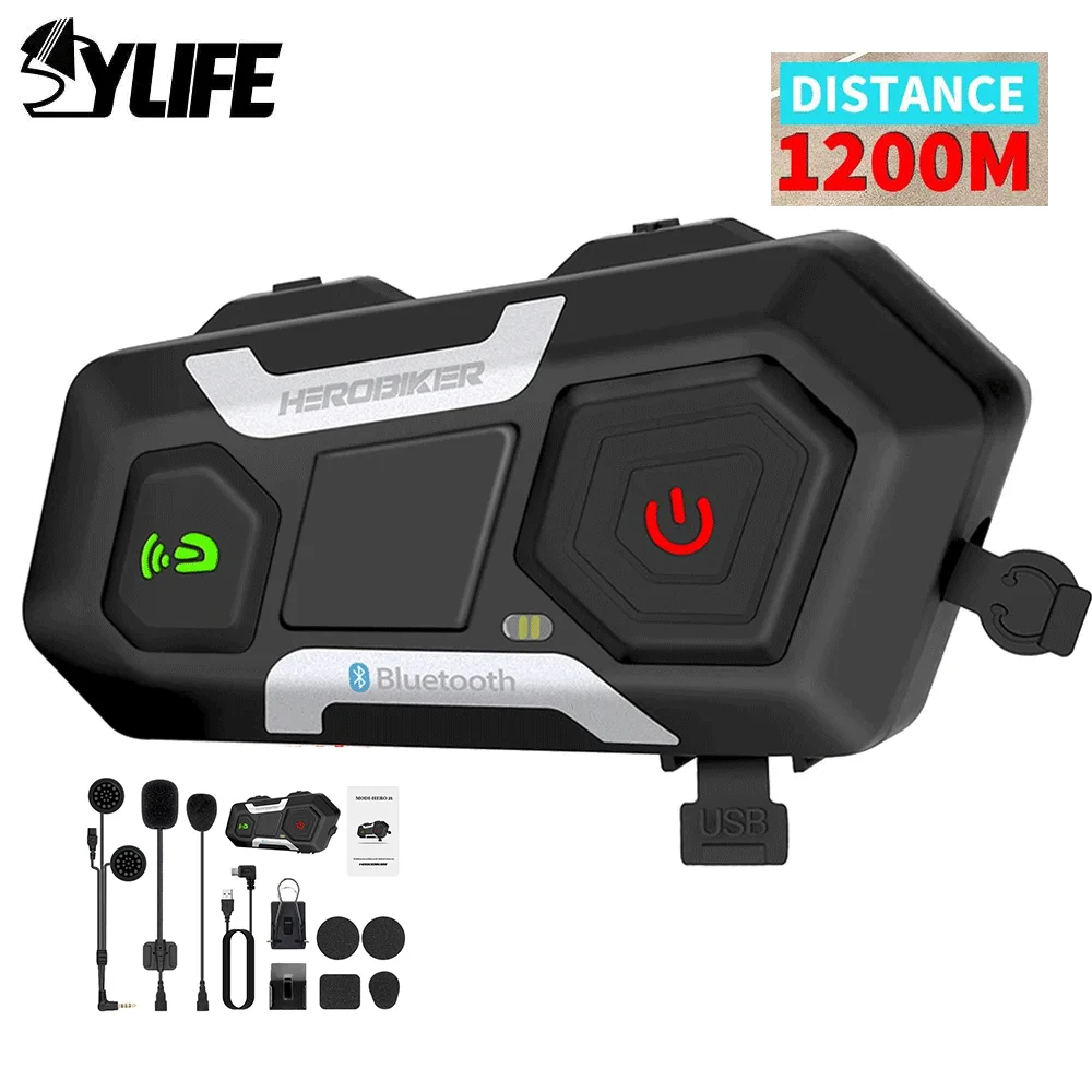 

Waterproof Motorcycle Intercom 1200M Bluetooth Intercom Helmet Headset Moto Headset Wireless Headset Interphone