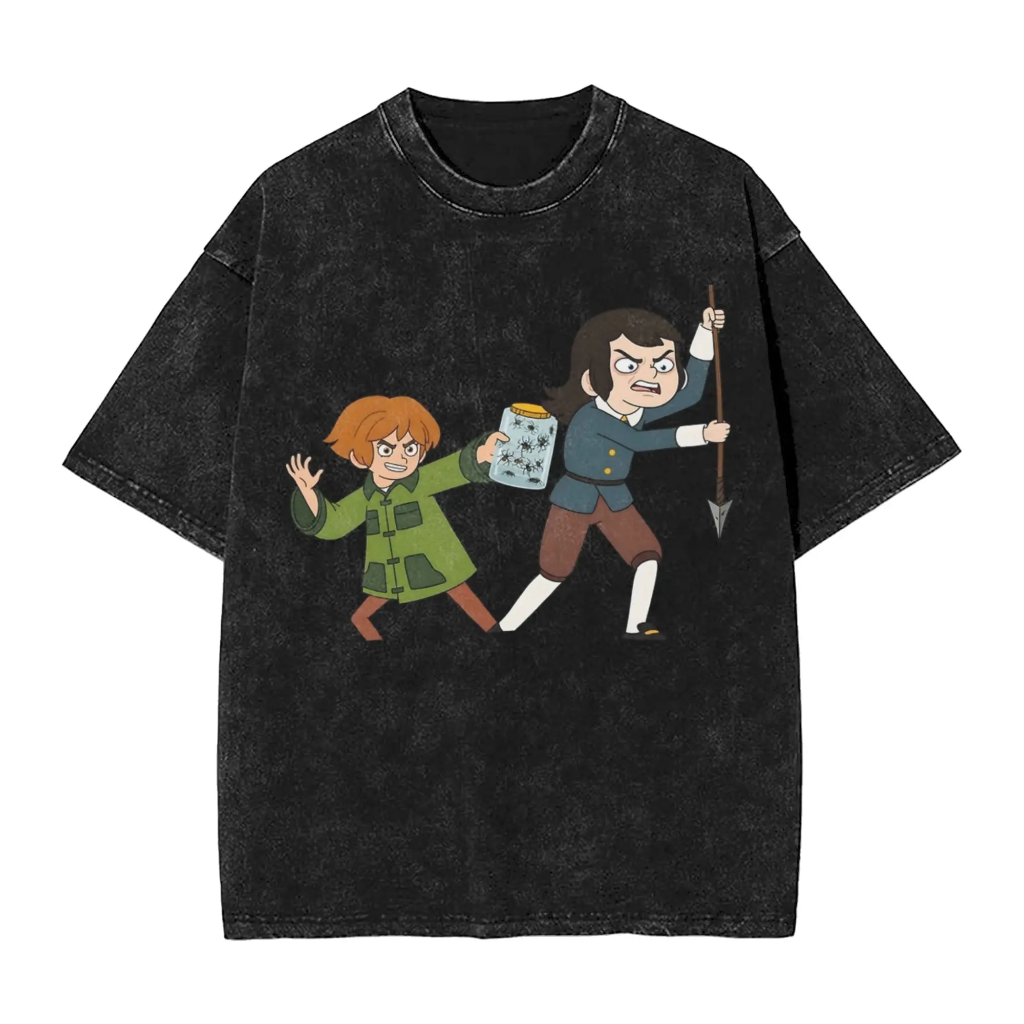 Harajuku Washed Shirts Haunted Hotel abaddon & esther  Merch Vintage T-Shirts High Street  Streetwear Short Sleeve Printed Tees