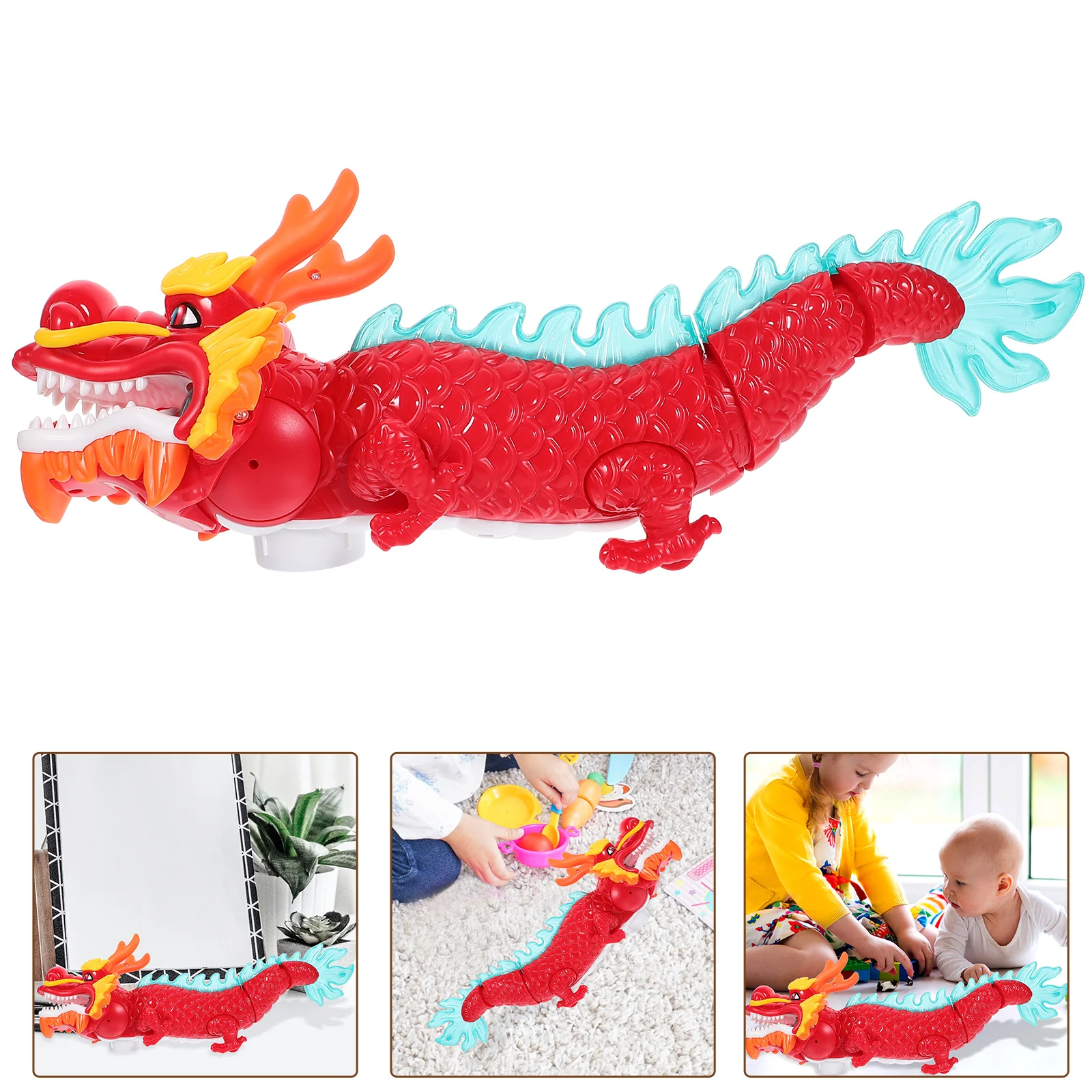 Dropshipping Electric Toys Dragon Statue Plastic Chinese Puppet Musical With Light