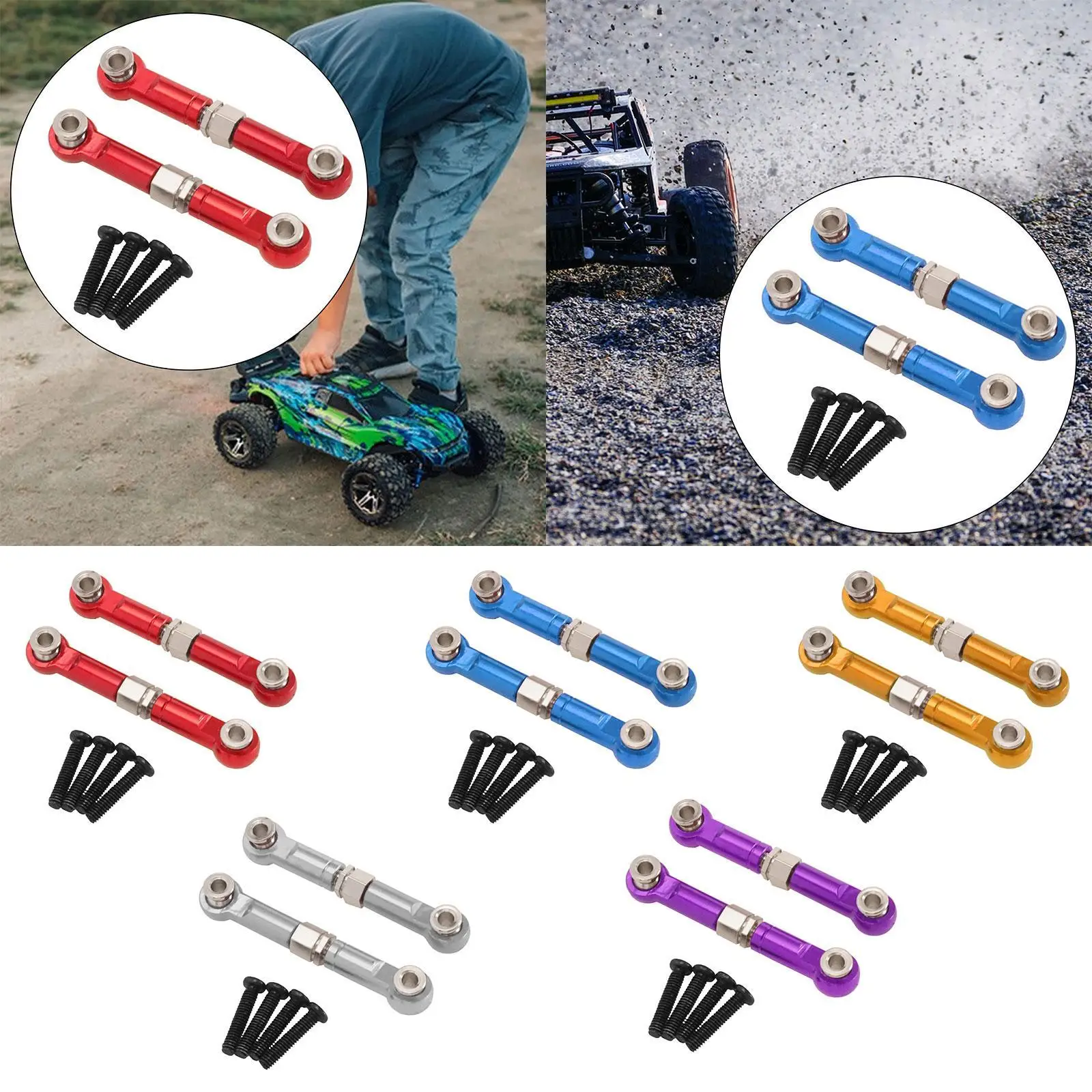 1 14 RC Car Parts Aluminum Adjustable Tie Rods Linkages Steering Servo Arm Pull Rod