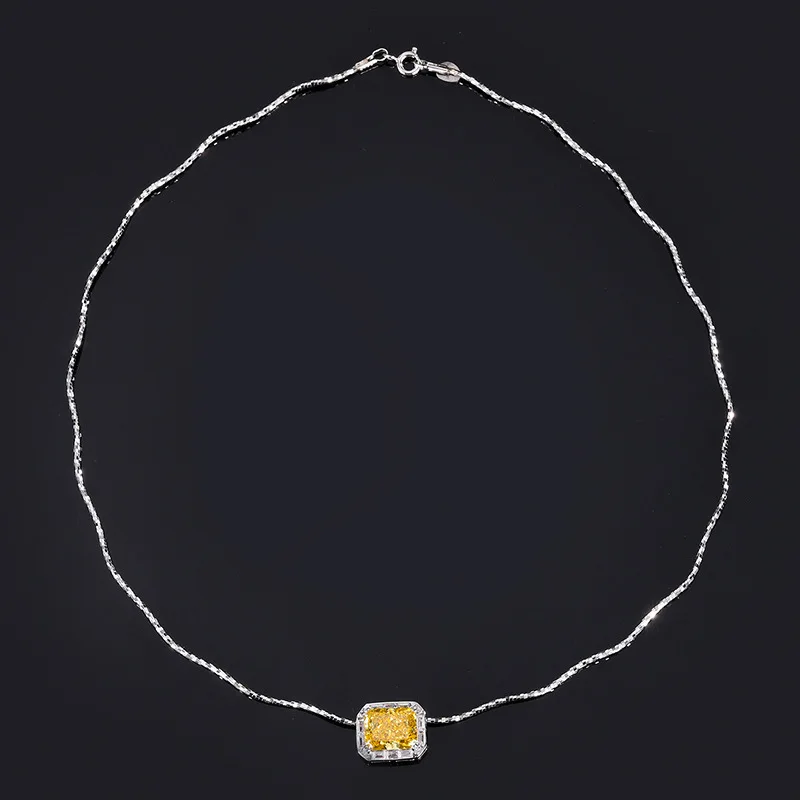 18K Gold Set with PT950 Platinum High Carbon Diamond Clavicle Chain Light Luxury Pendant Necklace Main Stone 8*10