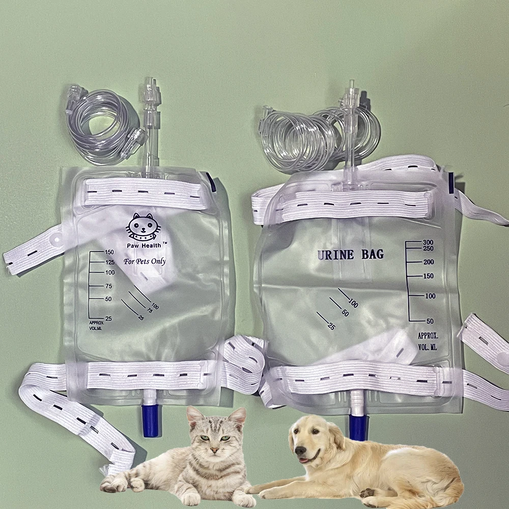 5 SZTUK Worek drenażowy do zbierania moczu dla kotów i psów 150 ml 300 ml 500 ml Luer Lock z rurką przedłużającą i paskami do zawieszania Narzędzia