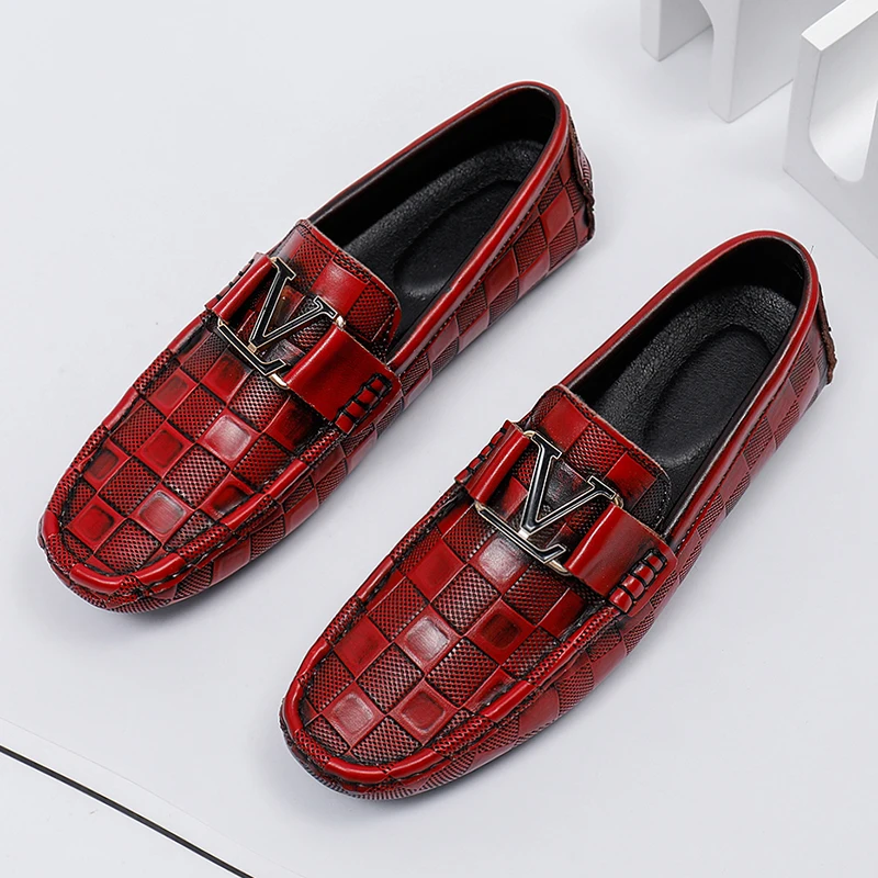 

YRZL Genuine Leather Loafers Mens Casual High Quality Brand Cowhide Leather Shoes Crocodile Pattern Loafers Moccasin Men Shoes