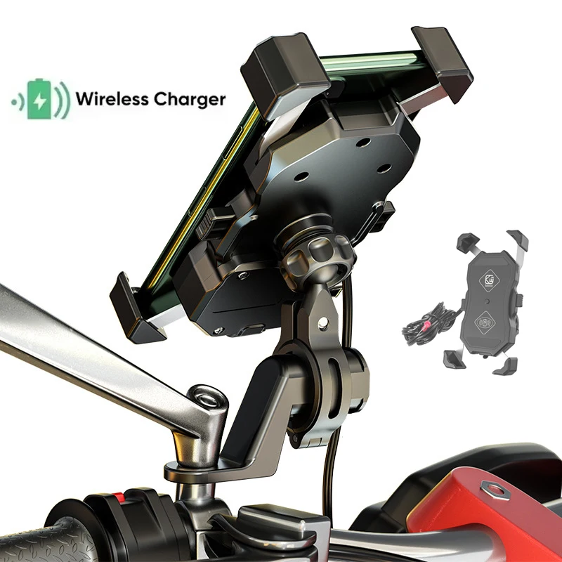 

Держатель для телефона на мотоцикле, быстрое беспроводное зарядное устройство, быстрая зарядка через USB, зеркальная подставка для мотоцикла, поддержка крепления на руль мобильного телефона