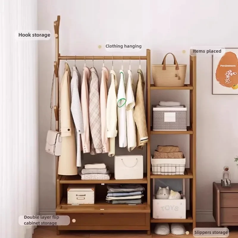 Household Goods Hanging Hanger Floor-to-ceiling Bedroom Household Coat  Indoor Rack Hanging Clothes Rack Storage Rack Entry Door