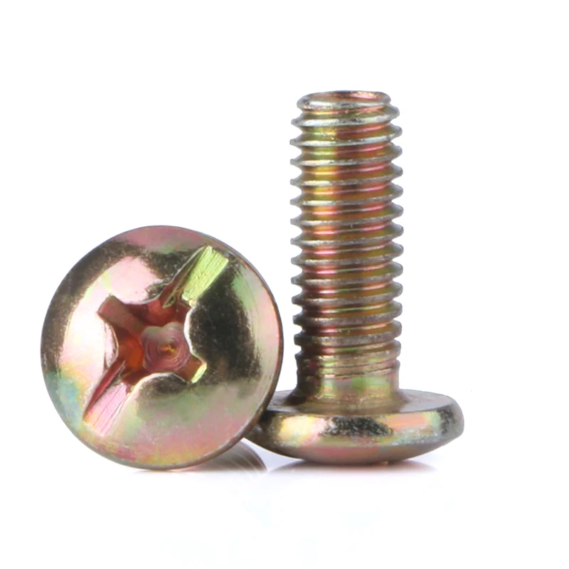 M3 M4 M5 M6 Carbon Steel Cross Recessed Round Head Machine Screws Mushroom Head Screws Black Steel/Nickel/Color Zinc Plated