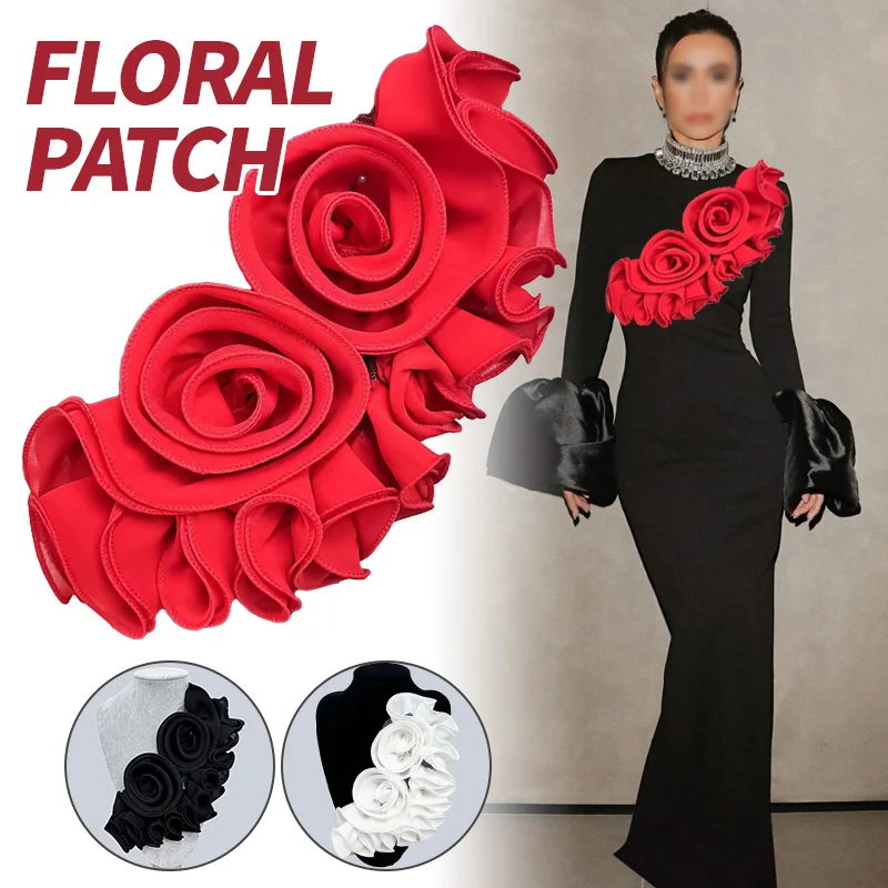 Simplicity Dacron 3D Floral Decoration Flower Shape Wedding Dress Accessories Detachable Floral Patch DIY Clothing Accessory