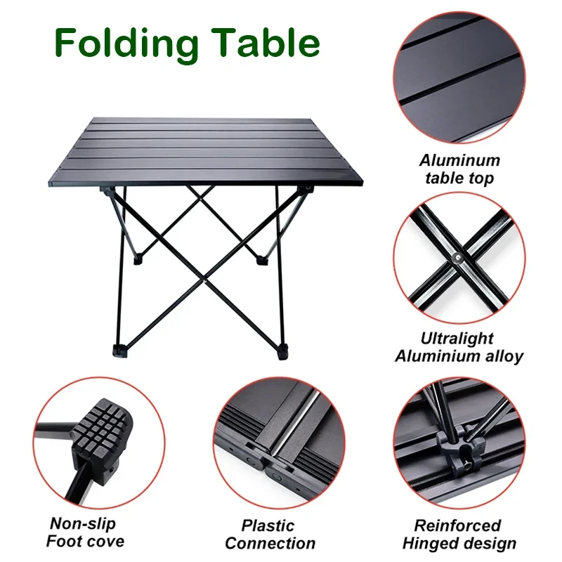 Outdoor Folding Camping Table Ultralight Portable Camp Table Dinner Hiking Picnic BBQ Fishing Folding Tables Camp Aluminum Desk