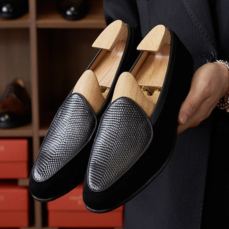 Mens Genuine Leather Solid Casual Walking Driving Shoe Slip on Round Toe Low Top Loafers Fashionable Outdoor Business Male Shoes