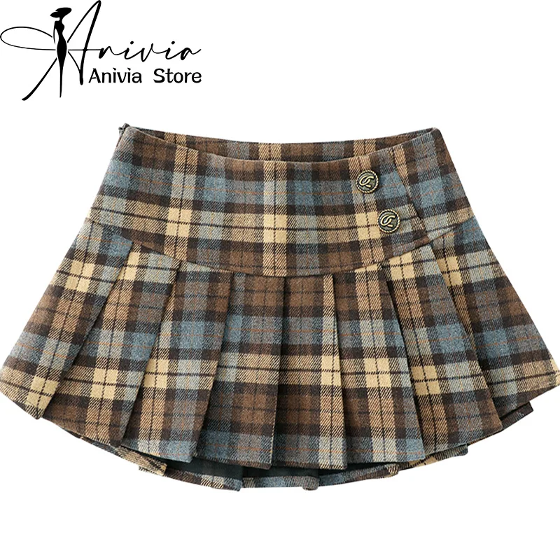 Women's Autumn Winter Tweed Mesh Casual Mini Skirt Y2K Japanese Harajuku Street Style A-Line Retro Short Skirts Clothing 2026