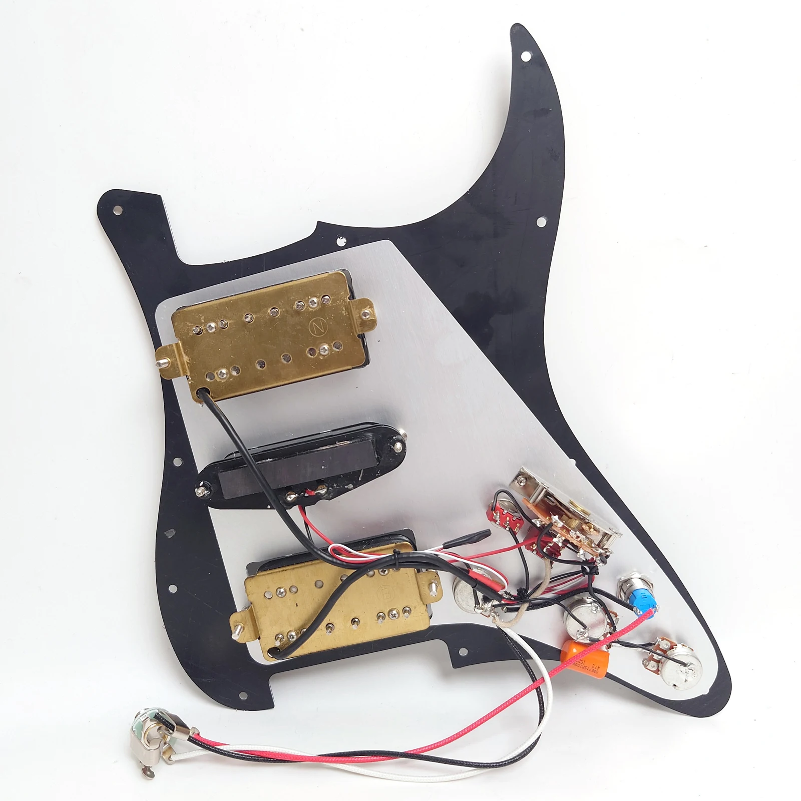 Left Handed Guitar Prewired Loaded Pickguard Set,with Coil Splittin HSH Humbucker Pickups Set for ST Guitars Replacement Parts