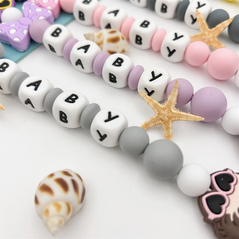 Personalized English Russian Alphabet Names Baby Girl Clips Pacifier Holder Chains Teether Pendants Baby Accessories Kawaii Gift