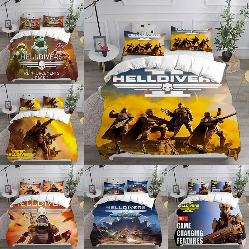 

HELLDIVERS 2 Bedding Sets Comforter Quilt Bed Cover Duvet Cover Pillow Case 2-3 Pieces Sets Kids Adult Size