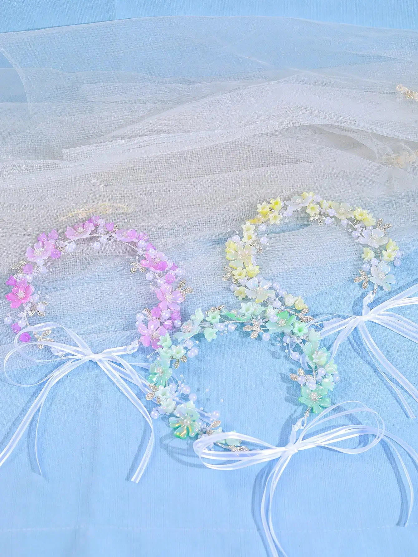 Romantic & Elegant Iridescent Butterfly & Shell Floral Headband – Beach Accessory, Bridal/Wedding, or Princess Birthday Gift view 3
