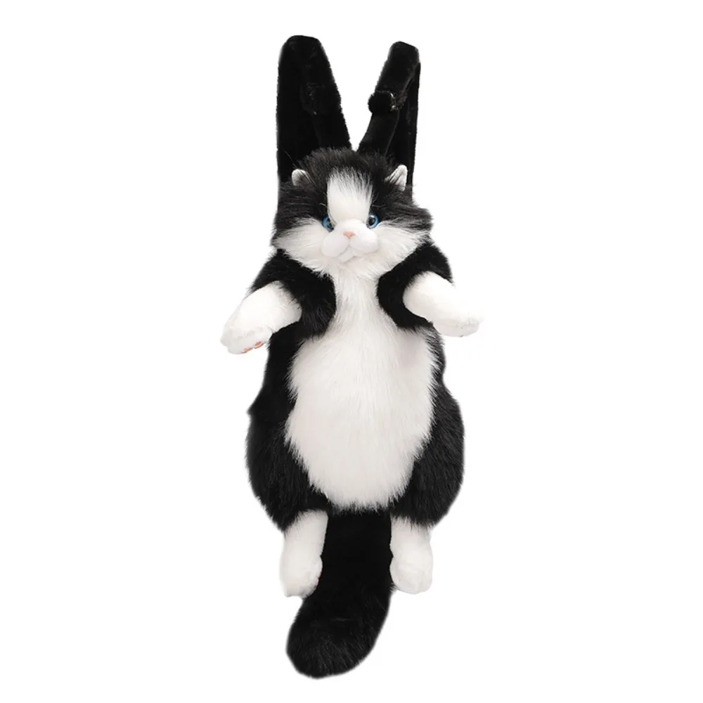 Long-haired Fluffy Cat Doll Backpack Ragdoll Cat Super Realistic Plush Cat Backpack Removable Shoulder Strap Travel Storage