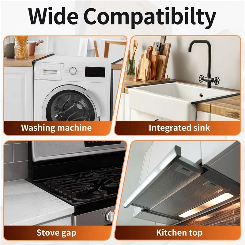B62B-Stainless Steel Stove Gap Covers Stove Gap Filler, Extendable Stove Gap Covers Oven Gap Filler, Stove Gap Filler Black