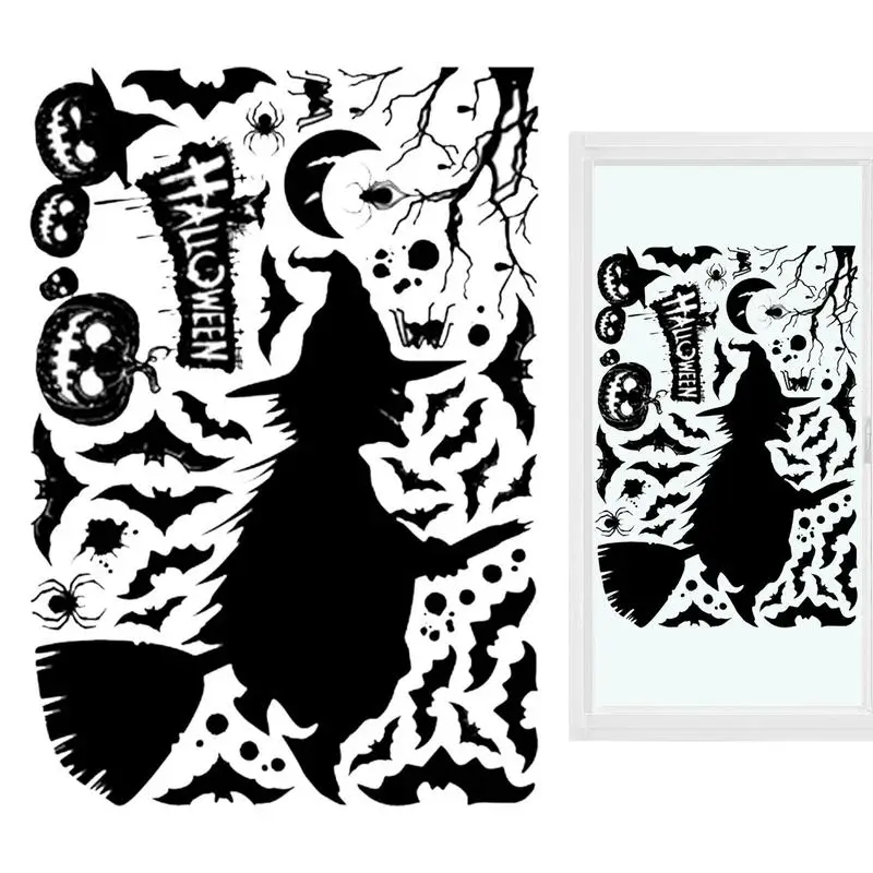 

Spooky Window Stickers Skeleton Ghosts Witch Pumpkin Stickers Scary Halloween Themed Window Silhouette Decor Party Supplies