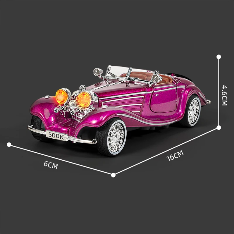 1:32 Scale Ben 500K Retro Alloy Diecastคลาสสิกรถของเล่นเด็กโลหะเกือบจริงเสียงของเล่นเด็กคริสต์มาสของขวัญOne Pi