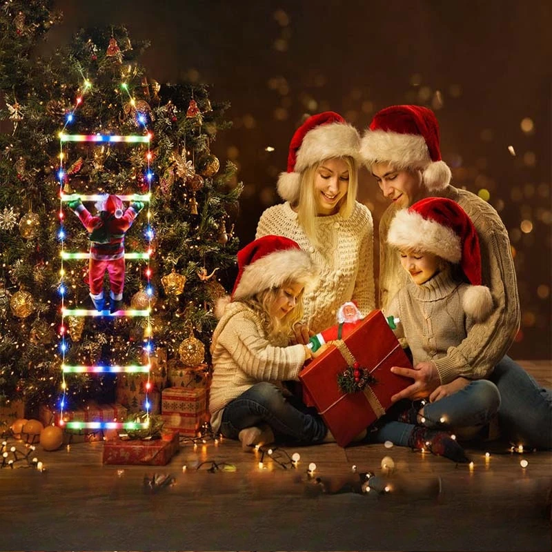 1 قطعة عيد الميلاد الديكور سانتا كلوز تسلق سلم مصباح ليد USB التوصيل 8 طرق الإضاءة ضوء سلسلة جدار المنزل شجرة عيد الميلاد ديكور