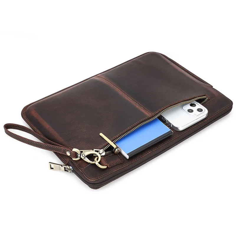 حافظة ماك بوك اير 13.3 من الجلد الطبيعي، منظم للكمبيوتر المحمول، حقيبة أعمال رفيعة محمولة باليد